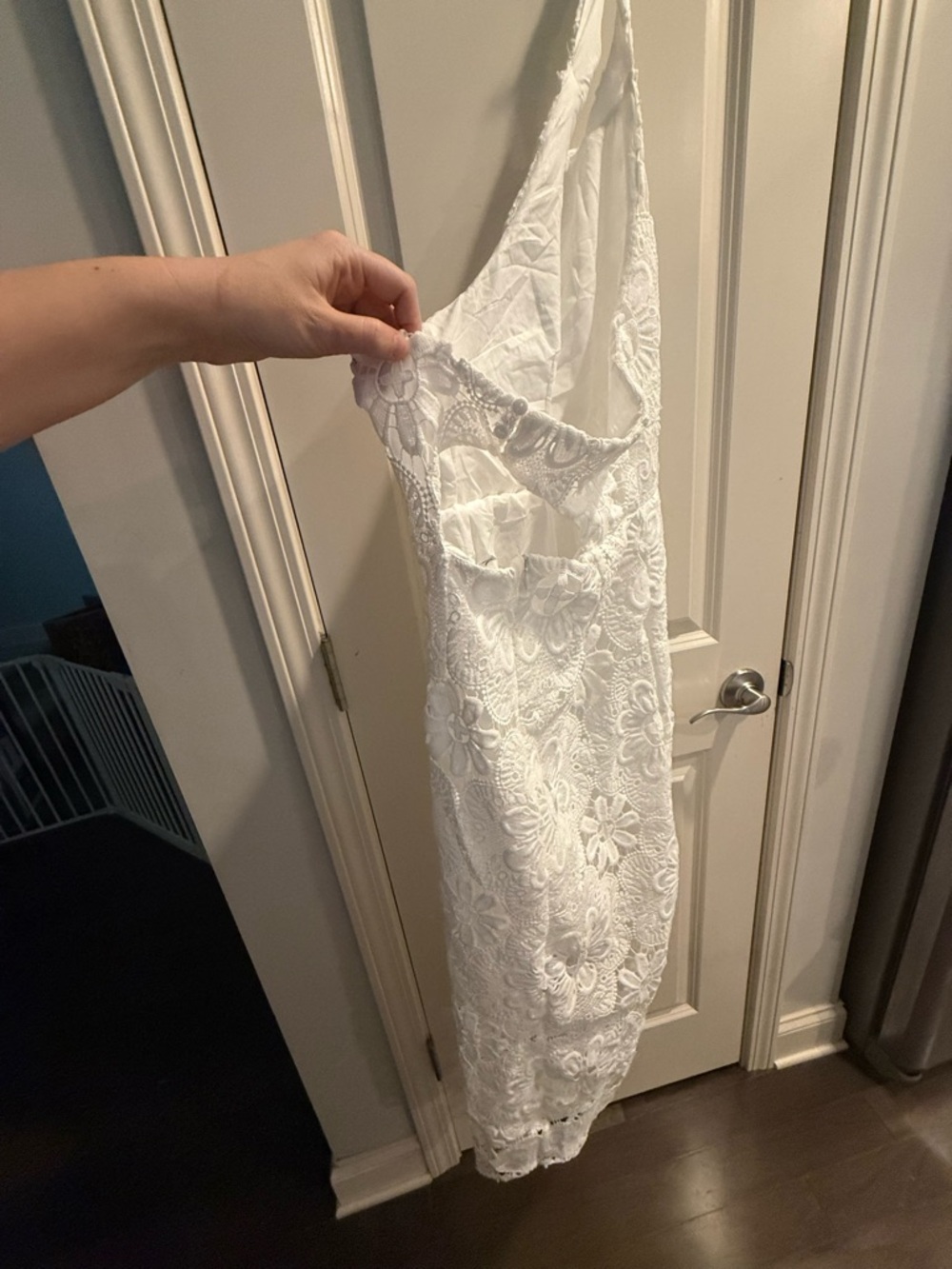 SHEIN White Floral Lace Halter Midi Dress - Picture 3 of 3